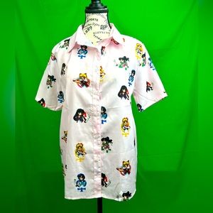 Women’s Sailor Moon Anime Harajuku Style Pink Button Up Blouse. Size M-L